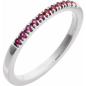 14K White Gold Natural Ruby Stackable Ring. 689237:657:P