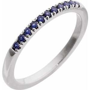 14K White Gold Lab-Grown Blue Sapphire Stackable Ring. 689237:619:P
