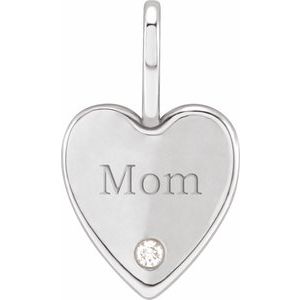 14K White Gold .02 CT Diamond Engraved MOM Heart Charm/Pendant
. 88006:117:P