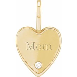 14K Yellow Gold .02 CT Diamond Engraved MOM Heart Charm/Pendant
. 88006:116:P