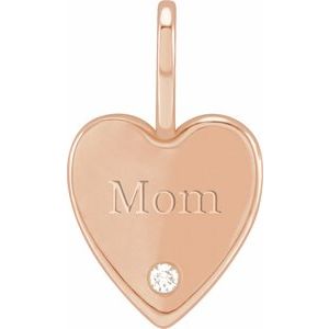 14K Rose Gold .02 CT Diamond Engraved MOM Heart Charm/Pendant
. 88006:118:P