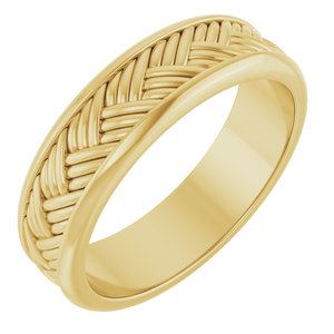 14K Yellow Gold 5.4 mm Woven-Design Flat Band. 58028:108:P