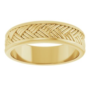 14K Yellow Gold 5.4 mm Woven-Design Flat Band. 58028:108:P