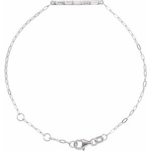14K White Gold 1/3 CTW Natural Diamond Five-Stone Bar 6-7 1/2" Link Bracelet