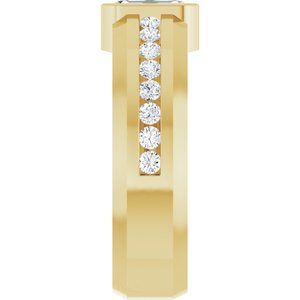 14K Yellow Gold 7 x 5 mm Emerald Men's Band. 126928:661:P