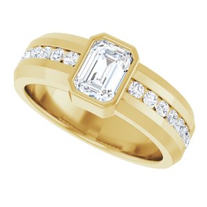 14K Yellow Gold 7 x 5 mm Emerald Men's Band. 126928:661:P