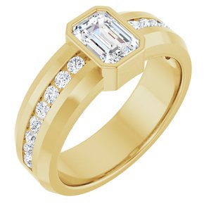 14K Yellow Gold 7 x 5 mm Emerald Men's Band. 126928:661:P