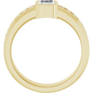 14K Yellow Gold 7 x 5 mm Emerald Men's Band. 126928:661:P