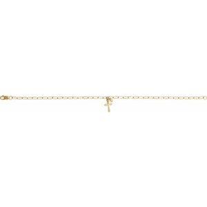 14K Yellow Gold .03 CTW Natural Diamond Cross Charm 7" Bracelet
