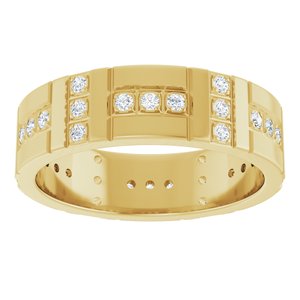 14K Yellow Gold 1.2 mm Round Accented Eternity Band. 126883:247:P