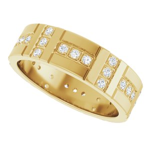 14K Yellow Gold 1.2 mm Round Accented Eternity Band. 126883:247:P
