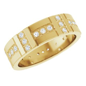 14K Yellow Gold 1.2 mm Round Accented Eternity Band. 126883:247:P