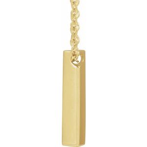 14K Yellow Gold Engravable Three-Sided 12 X 3 Mm Bar 16-18" Necklace. 88315:120:P