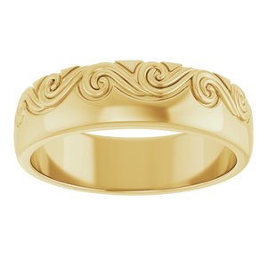 14K Yellow Gold 7 mm Scroll Comfort-Fit Band. 52178:171:P