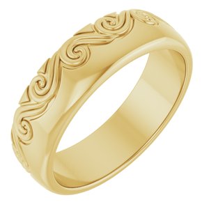 14K Yellow Gold 7 mm Scroll Comfort-Fit Band. 52178:171:P