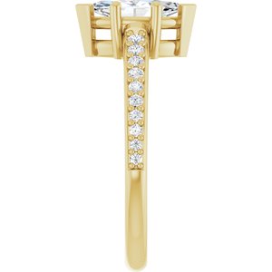 14K Yellow Gold 9x4.5 mm Marquise V-End Accented Engagement Ring. 127022:1051:P
