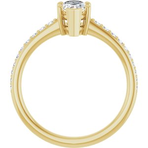 14K Yellow Gold 9x4.5 mm Marquise V-End Accented Engagement Ring. 127022:1051:P