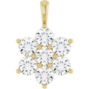 14K Yellow Gold 2 3/4 CTW Natural Diamond Cluster Pendant