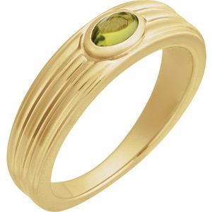14K Yellow Gold 5x3 mm Natural Peridot Cabochon Ring. 72396:148:P