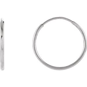 14K White Gold Endless Tube 15 mm Hoop Earring