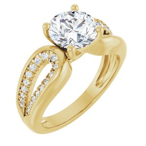14K Yellow Gold 7.4 mm Round 1/5 CTW Diamond Accented Engagement Ring. 689317:LG648:P