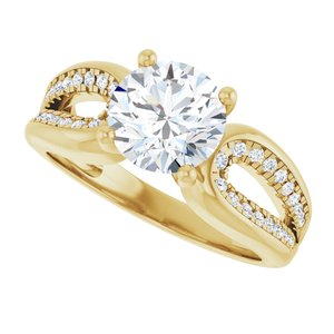 14K Yellow Gold 7.4 mm Round 1/5 CTW Diamond Accented Engagement Ring. 689317:LG648:P