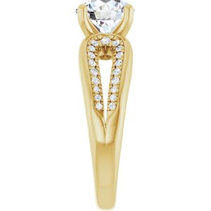 14K Yellow Gold 7.4 mm Round 1/5 CTW Diamond Accented Engagement Ring. 689317:LG648:P