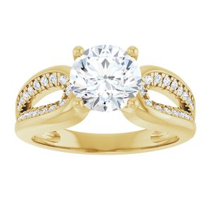 14K Yellow Gold 7.4 mm Round 1/5 CTW Diamond Accented Engagement Ring. 689317:LG648:P