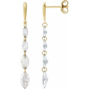 14K Yellow Gold 1 1/2 CTW Diamond Drilled Diamond Earrings. 689338:LG600:P