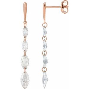 14K Rose Gold 1 1/2 CTW Diamond Drilled Diamond Earrings. 689338:LG602:P