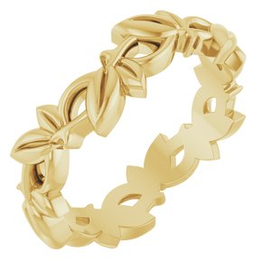 14K Yellow Gold 4.5 mm Floral Pierced Band. 58013:218:P