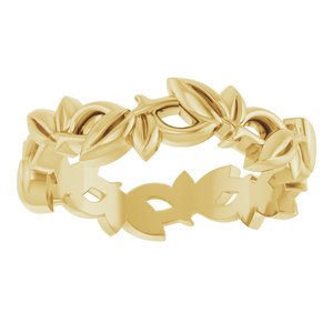 14K Yellow Gold 4.5 mm Floral Pierced Band. 58013:218:P