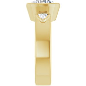 14K Yellow Gold 8 mm Round Bezel-Set Three-Stone Engagement Ring. 126898:1321:P