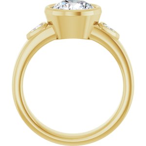14K Yellow Gold 8 mm Round Bezel-Set Three-Stone Engagement Ring. 126898:1321:P