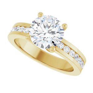 14K Yellow Gold 8 mm Round Accented Engagement Ring. 126966:946:P