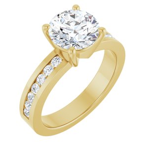 14K Yellow Gold 8 mm Round Accented Engagement Ring. 126966:946:P
