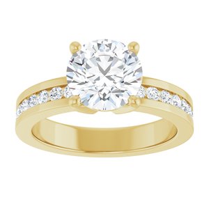14K Yellow Gold 8 mm Round Accented Engagement Ring. 126966:946:P
