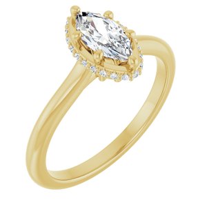 14K Yellow Gold 8x4 mm Marquise Hidden Halo-Style Engagement Ring. 127095:1005:P