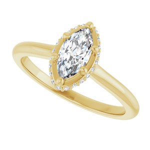 14K Yellow Gold 8x4 mm Marquise Hidden Halo-Style Engagement Ring. 127095:1005:P