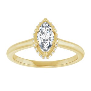 14K Yellow Gold 8x4 mm Marquise Hidden Halo-Style Engagement Ring. 127095:1005:P
