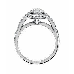 14K White Gold 2.7 mm Round 3/8 CTW Diamond Cluster Halo-Style Accented Engagement Ring. 122014:609:P
