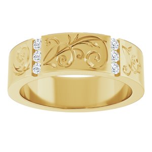 14K Yellow Gold 2 mm Round Floral Band. 127029:361:P