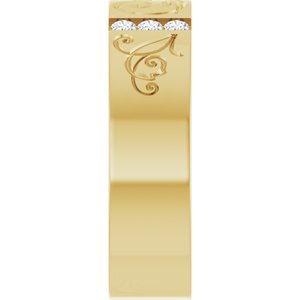14K Yellow Gold 2 mm Round Floral Band. 127029:361:P