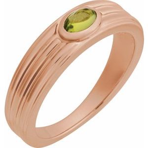 14K Rose Gold 5x3 mm Natural Peridot Cabochon Ring. 72396:146:P