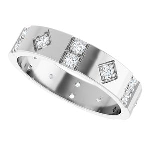 14K White Gold 1/2 CTW Diamond Men's Accented Band. 126878:6052:P