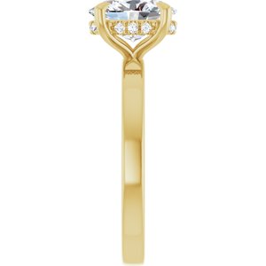 14K Yellow Gold 1 1/2 CTW Oval Diamond Hidden Halo-Style Engagement Ring. 127098:LG6917:P