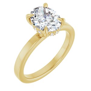 14K Yellow Gold 1 1/2 CTW Oval Diamond Hidden Halo-Style Engagement Ring. 127098:LG6917:P