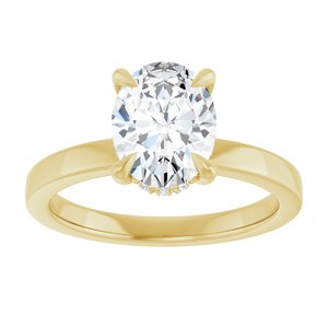 14K Yellow Gold 1 1/2 CTW Oval Diamond Hidden Halo-Style Engagement Ring. 127098:LG6917:P