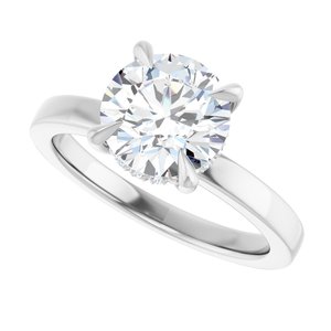 14K White Gold 2 CTW Round Diamond Hidden Halo-Style Engagement Ring. 127098:LG6904:P