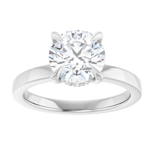 14K White Gold 2 CTW Round Diamond Hidden Halo-Style Engagement Ring. 127098:LG6904:P